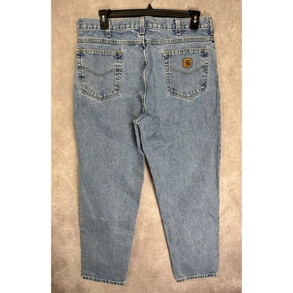 Carhartt Jeans Mens 38x32 Blue Denim Relaxed Fit Straight Medium Wash B17-STW - Picture 3 of 7